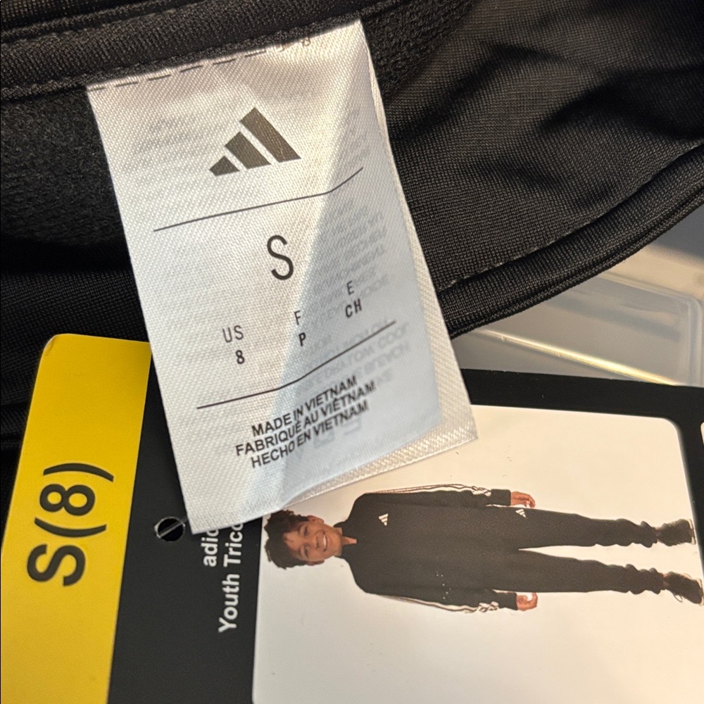 🆕 Adidas Youth Tricot Jacket, Black with White Stripes - NWT - Picture 3 of 4